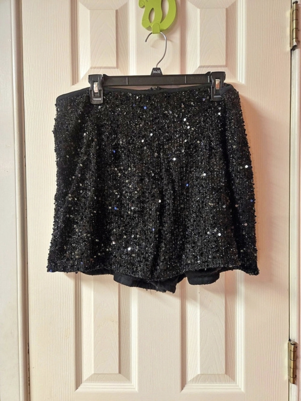 SHEIN Sequin High Waist Shorts in Black Size 2XL Like New